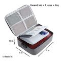 Important File Pocket Holder,Document Organizer Box,Oxford Waterproof Document Storage Bag with Safe Code Lock (Gray). 