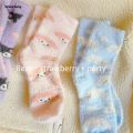 Wenefang Cartoon Kawaii Sanrioed Coral Velvet Socks MyMelody Kuromi High Quality Cinnamoroll Plus Velvet ThickMink Velvet Socks Sleep Socks. 