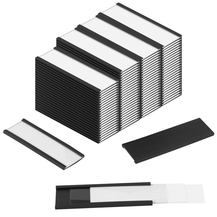 100 Pack C Channel Magnetic Labels Magnetic Data Card Holder With Clear Plastic Protector