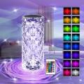Crystal Table Lamp With 8 Rgb Color, Remote Control, Rechargeable Table Lamp With Usb Charging Port. 