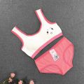 HOT Cute Smiling Girl Bra + Panties Set Development Period No Steel Ring Cotton Vest Type Sports Comfortable Bra Set 8-16Y. 