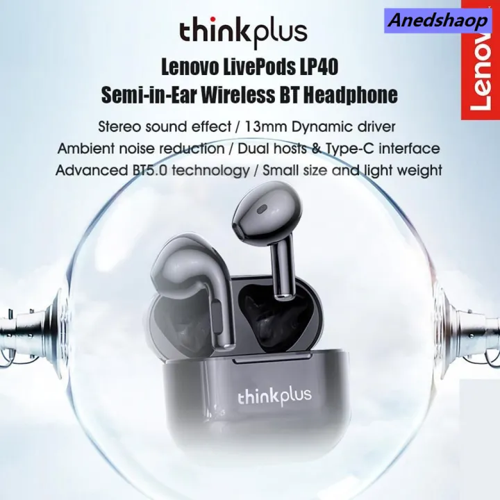 NEW%20Anedshaop%20Lenovo%20LP40%20Black%20Wireless%20Earbuds%20TWS%20Live%20Pods%20Bluetooth%20Luxury%205.0%20Stereo%20Bass%20Earphone%20Touch%20Control%20with%20Mic%20-%20Image%206