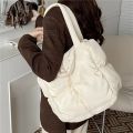 New Nylon Cloth Puffy Shoulder Bag Large Capacity Quilted Down Feather Handbag Soft Padded Space Cotton Shopping Tote. 