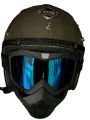 TNS Black Leather Jet Helmet. 