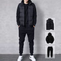 ShopMee Winter Men's Combo Pack Of Half Jacket,Hoodie And Jogger Set. 