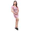 Pink Sequin V-Neck Half Sleeve Bodycone Dress For Women. 