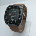 Square Shape Black Dial Brown Rubber Belt Best Quality Quartz Moment Casual Watch For Men || Sold By Watch House. 