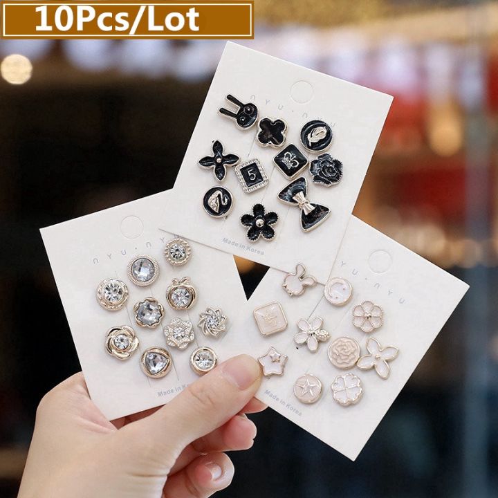 10Pcs/Set Korean Fashion Pearl Small Brooch Pin Clothing Decoration Accessories Creative Fixed Clothes