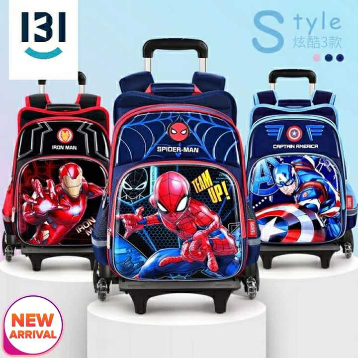 Pcs/Set Children Kids School Backpack Trolley With Wheel Boys or