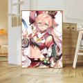1pc Yanfei Genshin Impact Poster Self-adhesive Art Waterproof Paper Sticker Coffee House Bar Room Wall Decor. 