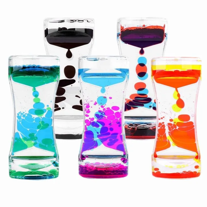 Fidget Toy Double Colors Oil Hourglass Timer Creative Acrylic Movement ...