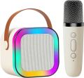 Mini Karaoke Bluetooth Speaker with Wireless Microphone, RGB Light, 6W Karaoke Speaker Supports Memory Card Playback, Covers Wide Range for Party. 