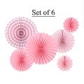 Paper Fan Set of 6 Pieces for Paper Fans Set Decoration/Paper Fans for Decoration Birthday Party, Baby Shower, Anniversary, Bridal Shower, Etc. 