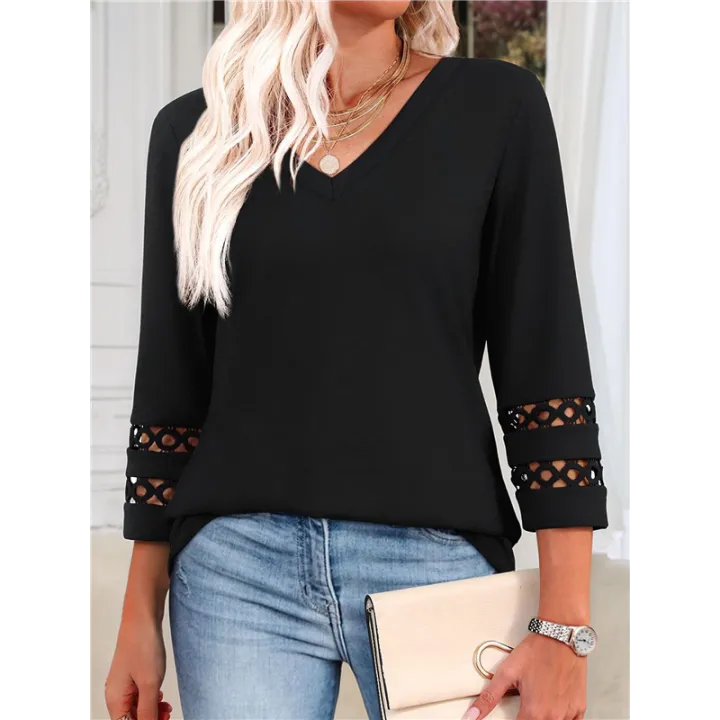 Womens%203/4%20Length%20Sleeve%20Tops%20Black%20XL%20-%20Image%204