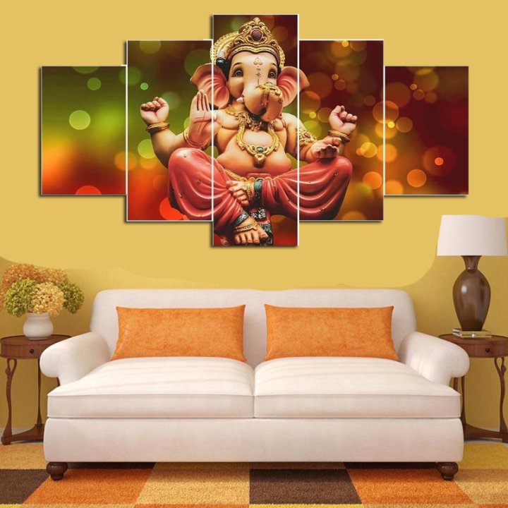 5 pcs / Ganesh Wall Canvas Art / Painting / Wallpaper / Print 3D Home Decor by om canvas