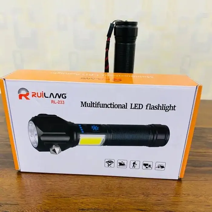 Ruilang%20Rl-233%20Multifunctional%20LED%20Flashlight%20Telescopic%20High%20Range%20Zoom%20Torchlight%20Hammer%20Torch%20Camping%20Light%20With%20Outdoor%20Tools%20Function%20Hammer%20Cutter%20Glass%20Breaker%20Magnet%20Powerbank%20-%20Image%205