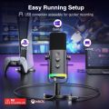 FIFINE AmpliGame AM8 USB/XLR Dynamic Microphone With RGB Light, Mute Button, Headphones Jack, Desktop Stand For Podcasting, Voice-Over, Gaming. 