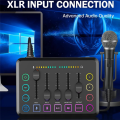 48V Sound Card Audio Mixer Rechargeable Audio Interface RGB Mixer with XLR Microphone Interface for Podcasting/Recording, Easy to Use. 