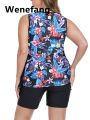 Wenefang Print Large Plus Size Tankini 2024 Two Pieces Swimsuit Women High Luxury Waist Swimwear Female Bathing Swimming Swim Suit Beach Bathers. 