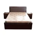 Sunrise Furniture Seesau Wood Queen Size Bed With 2 Side Table - Dark Walnut. 