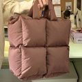 New Nylon Cloth Puffy Shoulder Bag Large Capacity Soft Down Feather Handbag Padded Quilted Space Cotton Shopping Tote. 