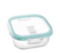Set Of 3 Borosilicate Glass Food Storage Square Container With Airtight Lid (370 ML, 620 ML And 950 ML). 