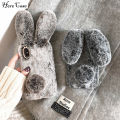 New 3D Cute Rabbit Ears Furry phone case For iPhone 5S 6 7 8 Plus X XR XS MAX 11 Pro Hairy Warm For Samsung S8 S9 S10 Note10 9 Cover. 