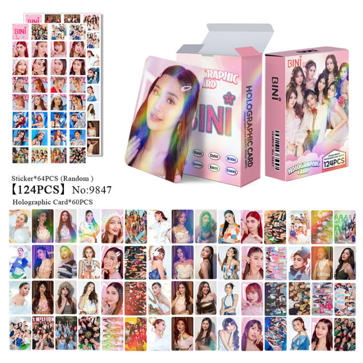 124pcs Bini Lomo Card Photo Card HD Printed Laser Holographic Card Fans Gift Aiah Colet Maloi Gwen Stacey Mikha Jhoanna Sheena JINBING