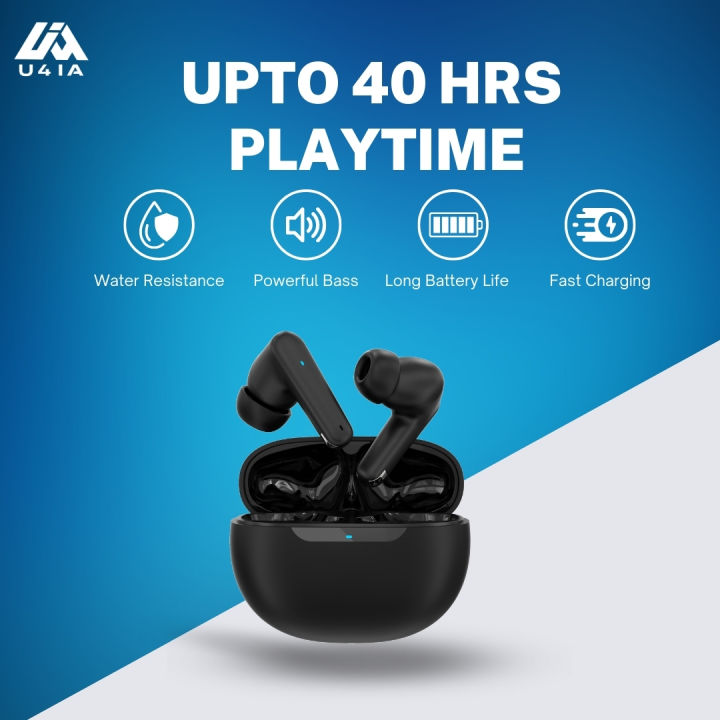 U4IA Vibe Earbuds | 40 Hours Playtime | 13mm Driver | IPX5 | 50ms Low Latency | Type C Charging Port Wireless Earbuds | Bluetooth V 5.4 |