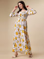 Fabdale Floral Printed Crepe Fit & Flare Maxi Dress | Elegant Casual Wear (SHTL-007). 