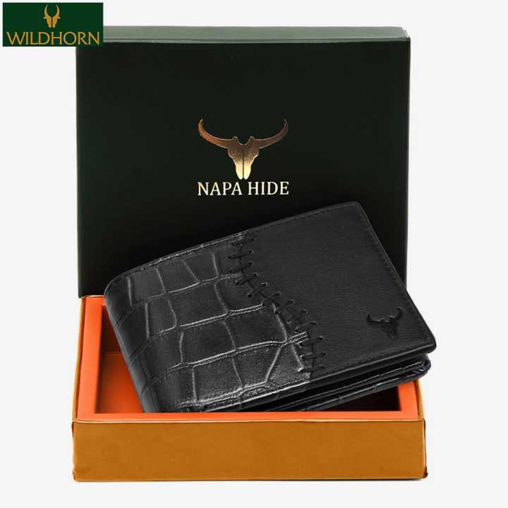 NAPA%20HIDE%C2%AE%20by%20WildHorn%20Nepal%20Genuine%20Leather%20RFID%20Protected%20Wallet%20for%20Men%20(%20NPH%20003%20Black%20Croco%20)%20-%20Image%205