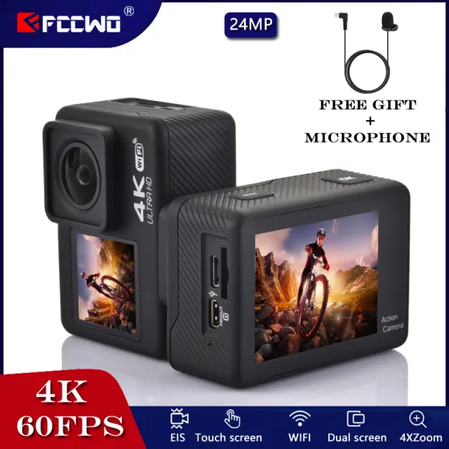 4k Dual Screen Action Camera with External mic