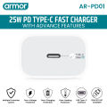 ARMOR PD-01 | 25W USA Pin Charger With Type - C Port - Fast Charging Dock | Supports 16, 15, 14, 13, 12, 11 Series & More. 