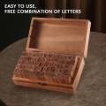 Kqueebee Pack of 70pcs Rubber Stamps Set Vintage Wooden Box Case Alphabet Letters Number Craft (No Ink Pad Included). 