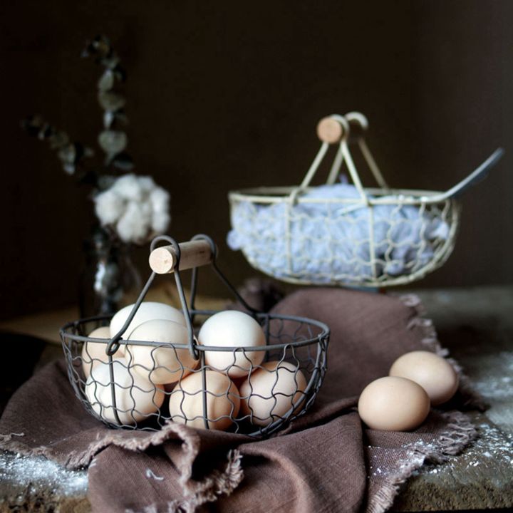 fasdaga%205X%20Wooden%20Handle%20Metal%20Retro%20Basket%20Portable%20Multi-Function%20Vegetable%20Fruit%20Egg%20Groceries%20Practical%20Storage%20Basket%20White%20-%20Image%202
