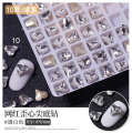 2023 Trendy Nail Art Crystal Iridescent Slanted Moonlight Peach Pointed Bottom Heart. 