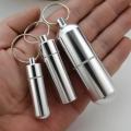 1pc Waterproof Aluminum Alloy Pill Box Portable Medicine Case Capsule Container Bottle Holder Outdoor Pill Case Keychain. 