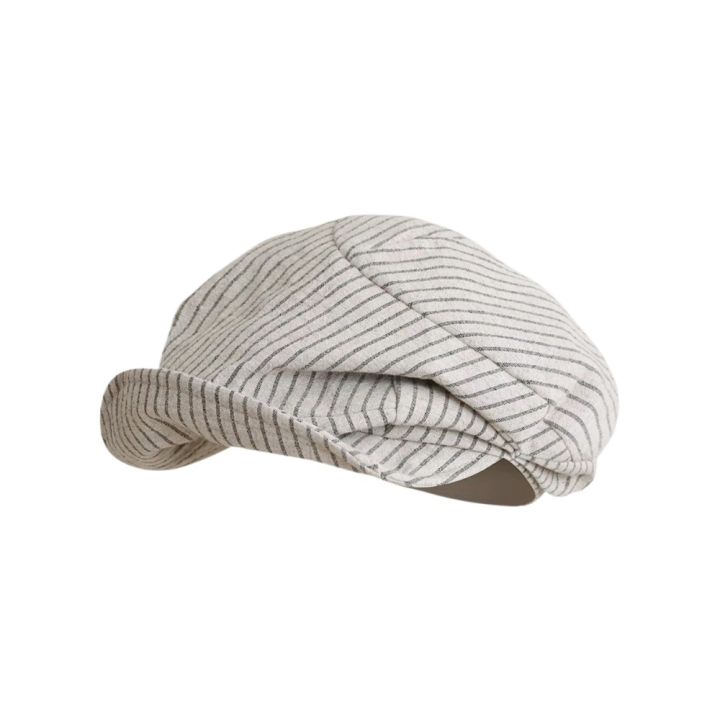 Casual%20Cotton%20and%20Linen%20Striped%20Berets%20Y2k%20Japanese%20Octagonal%20Hat%20British%20Cap%20Short%20Brim%20Painter%20Caps%20Daily%20-%20Image%209