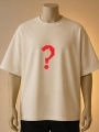 Red Question Mark Printed White T-Shirt_Brown,Black, Cream. 