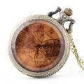 Boshiya watch accessories wholesale brown glass double globe pocket watch unisex casual quartz vintage pocket watch. 