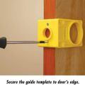 1Set New With Guide Template Door Lock Installation Kit Hand Tools Carbon Steel Knob Hole Drilling Tool Yellow For Door Knob Lock Door Drill Kit. 