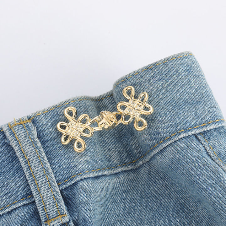 Chinese Knot Waist Buckle Detachable Pants Clips Waist Tightener Nail-Metal Button Snaps For Jeans Decoration Muqin