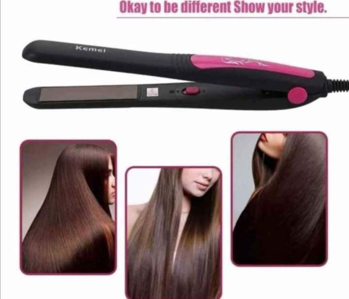 Kemei%20Black/Pink%20Flat%20Iron%20Professional%20Hair%20Straightener%20-%20KM-328%20-%20Image%204