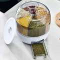 1, 360 ° rotating candy dispenser, large capacity 33pound storage bucket, multiple compartments, moisture-proof and insect proof. 