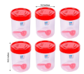 Round Transparent Plastic Utility Container With Spoon 500ML - Set Of 6 (Red). 