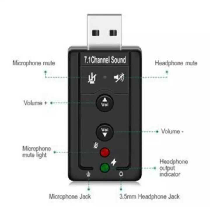 BMA230 U-Sound USB 7.1 Virtual Sound Card - Black