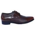 Chocolate Leather Lace Up Pattern Design Black Horse Formal Shoes For Men. 
