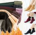 Women Velvet Fur Inside Winter Socks - Multicolor. 