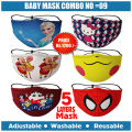 Frozen Blue, Hello Kitty, Motu Patlu, Pikachu,Shin Chan, Spiderman Face Mask For Kids, Baby, 5 Layers Mask, 6 Mask Combo For Unisex. 
