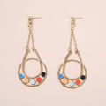 【Mega Personality Drop Color Flower Earrings Women's Alloy Rhinestone Drop Earrings. 
